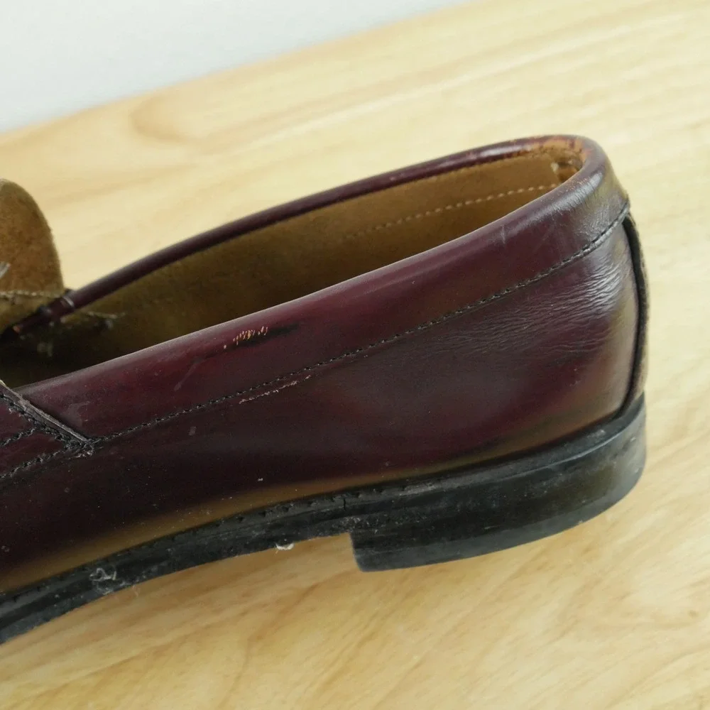GH Bass Mens Logan Penny Loafers Burgundy Leather Slip On Shoes 10 EEE Preppy